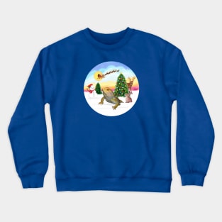 Santa's Iguana Watches Him Take Off Crewneck Sweatshirt